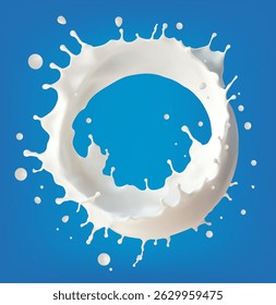 ilustração de vetor isolado de onda circular de respingos de leite