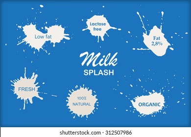 Milk splashes.Milk splashes set for design use.Vector template.