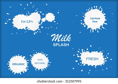 Milk splashes.Milk splashes set for design use.Vector template.