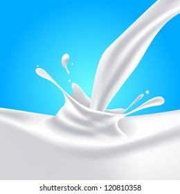 Milk splashing in abstract shape, illustration vector design.