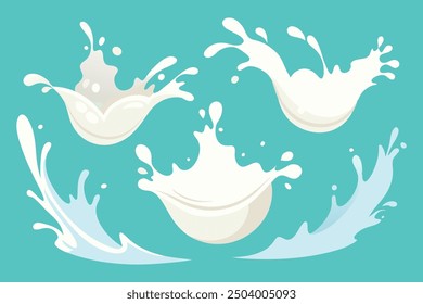 
Milk splashing against see-through surface Vector illustration set