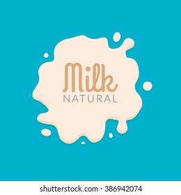 Milk Splashing Isolated on blue background. Milk splatter logo template deisgn for business.