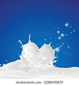 Milk Splash-splashing milk isolated on blue background