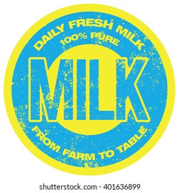 milk stamp on a yellow circle 
