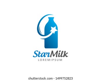 Milk and Star logo symbol or icon template