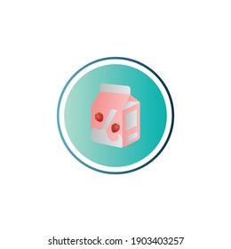 Milk Strawberry Box Vector Icon