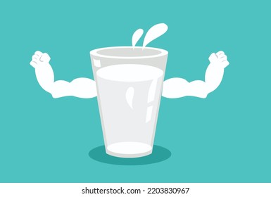 Milk with strong hands artwork. Editable Clip Art.                                                                       