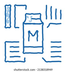 milk structure sketch icon vector. Hand drawn blue doodle line art milk structure sign. isolated symbol illustration