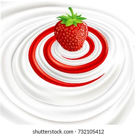 Milk swirl with fresh strawberry