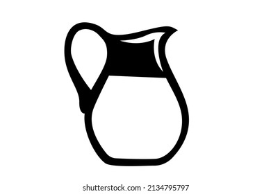Milk symbol. Jug with milk icon illustration on a white background. Retro style pot object. Dairy products, food and drink illustration. Vector.