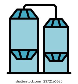 Milk tank icon outline vector. Cow cattle. Farm breed color flat