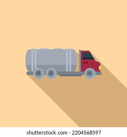 Milk tank truck icon flat vector. Factory cheese. Butter farm