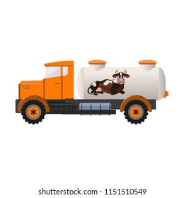 Milk tank truck. Vector illustration isolated on white background