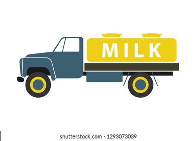 Milk tanker car. Vector image. Side view. Isolated object on white background. Isolate.