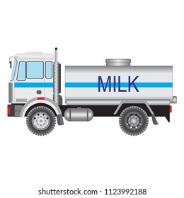 Milk tanker in white tones. Isolated and editable template
