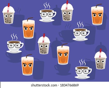 Milk Tea Alliance Cartoon Character Illustration Seamless Background