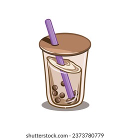 milk tea boba fresh drink illustration