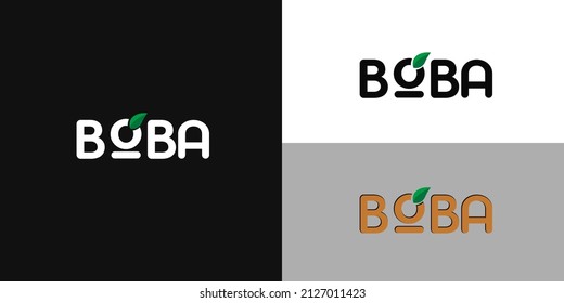 Milk tea boba logo. Vector illustration