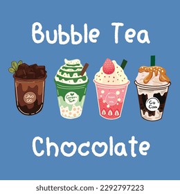 milk tea bubble tea coffee strawberry chocolate brownie green tea