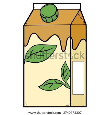 milk tea carton ready to drink illustration hand drawn isolated vector