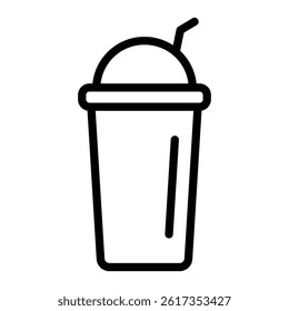Milk Tea Cup Vector Line Icon Design