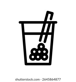 Milk Tea Icon Fresh Drink Vector Line Style Symbol
