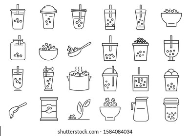 Milk tea icon, Pearl milk tea, Taiwan milk tea,Yummy drinks, coffees and soft drinks with doodle style  Icon set. - Vector