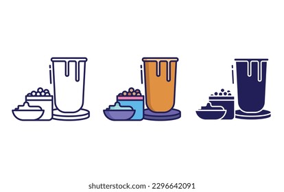 milk tea of taiwan line and solid illustration icon