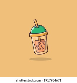 Milk Tea vector Icon Illustration. 
