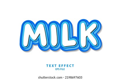 Milk Text Effect Template With Bold Font Concept Use For Drink, Food, Brand Label, Headline And Logo. Vector Illustration