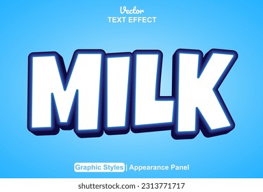 milk text effect with white color graphic style and editable.