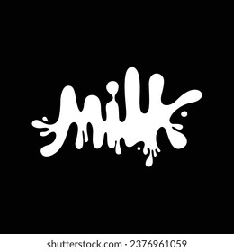 Milk text melted typography font, packaging, logo, sticker, splash, printable
