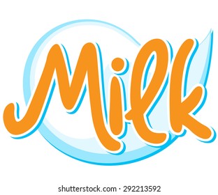 Milk - text tag with milk drop