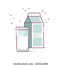 Milk thin line icons for web, graphic and logo design. Isolated vector illustration