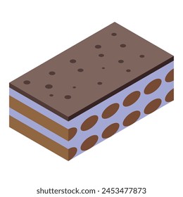 Milk tiramisu icon isometric vector. Cake dessert. Cocoa meal