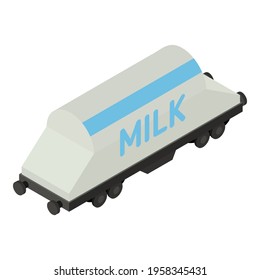 Milk train wagon icon. Isometric of Milk train wagon vector icon for web design isolated on white background