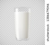 Milk in transparent glass, for your design, vector illustration