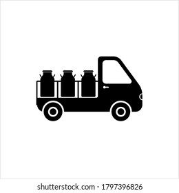 Milk Van Icon, Milk Can Distribution Vehicle Icon Vector Art Illustration