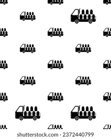 Milk Van Icon Seamless Pattern, Milk Can Distribution Vehicle Icon Vector Art Illustration