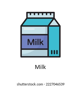 Milk  Vector Filled Outline Icon Design illustration. Housekeeping Symbol on White background EPS 10 File