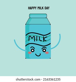 Milk vector with happy face