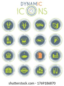 Milk vector icons on white background with dynamic lines for animation for web and user interface design