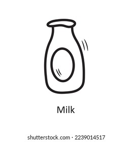 Ilustración de diseño de iconos de contorno vectorial de leche. Símbolo de comida y bebida sobre fondo blanco archivo EPS 10