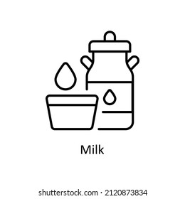 Milk vector Outline icon for web isolated on white background EPS 10 file