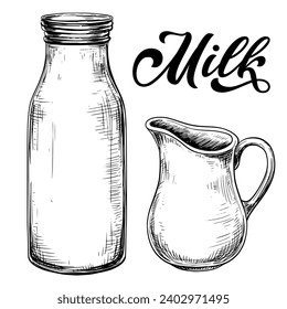 Ilustración de alimentos vintage con vector de leche