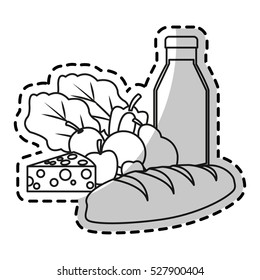 Milk vegetables fruits and bread design