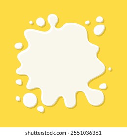 Leite, ícone de borrão de água em estilo plano. Iogurte ou nata ilustração vetorial em fundo isolado. Conceito comercial de sinal de abertura de líquido.
