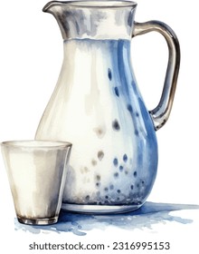 Milk watercolor illustration. Hand drawn underwater element design. Artistic vector marine design element. Illustration for greeting cards, printing and other design projects.