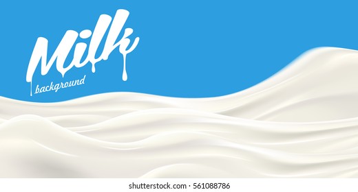 Milk wave realistic vector illustration for product design or advertising needs