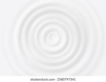 Milk wave ripple background, vector white splash of yogurt or cream with concentric circles top view. 3d round swirl texture surface from falling drop, moisturizer, lotion, paint or dairy, sound wave